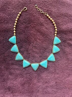 Gold-Tone Turquoise Triangle Statement Necklace - Blue